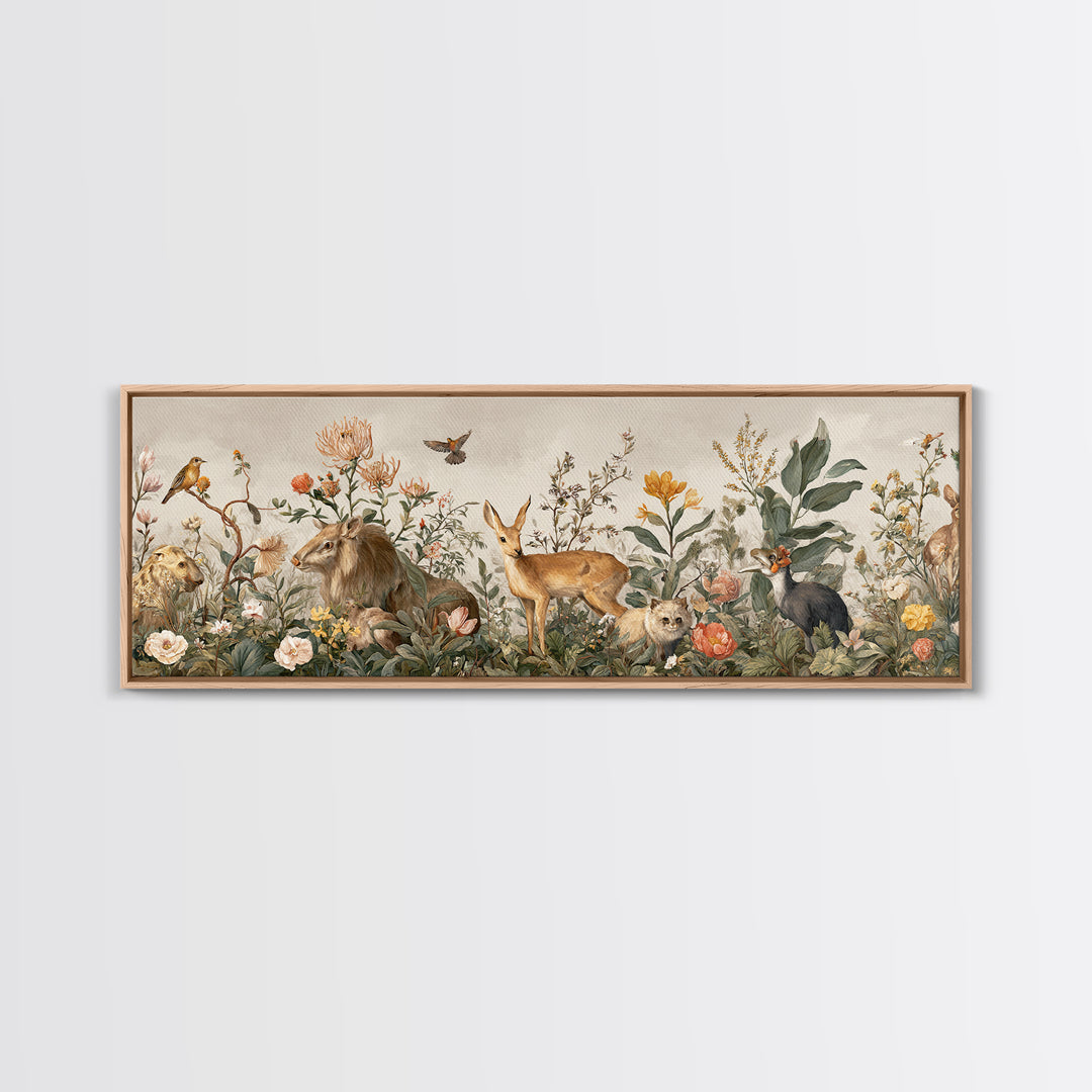 Sunlit Meadow with Delicate Flowers Framed Canvas Print, Guest Bedroom Art, Bedroom Decor, Watercolor Art, Guest, GBA-3x1-79