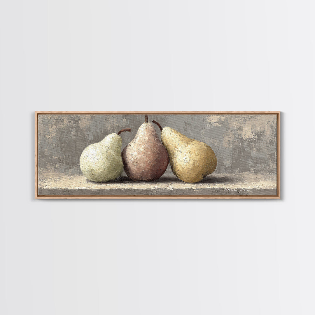 Classic Pear Still Life for Cozy Hospitality Framed Canvas Print, Guest Bedroom Art, Wall Decor, Bedroom Decor, Fine Art, Guest, GBA-3x1-84