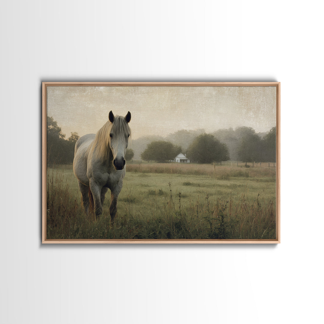 Quiet Horse Pasture at Sunset Canvas Print, Guest Bedroom Art, New Home Gift, Bedroom Decor, Guest, Minimalist Wall Art, GBA-3x2-1