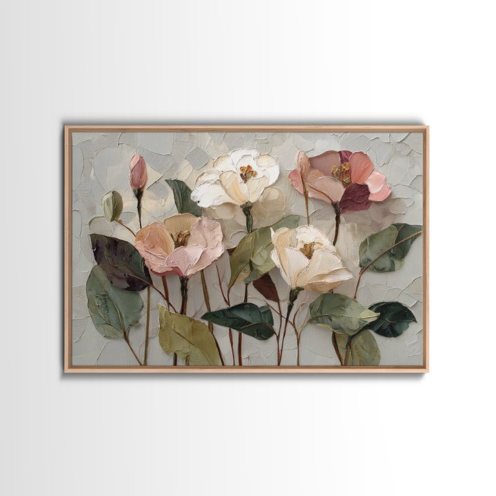 Gentle Botanical Line Drawing Trio Framed Canvas Print, Guest Bedroom Art, Digital Print, Bedroom Decor, Oil Painting, Guest, GBA-3x2-10