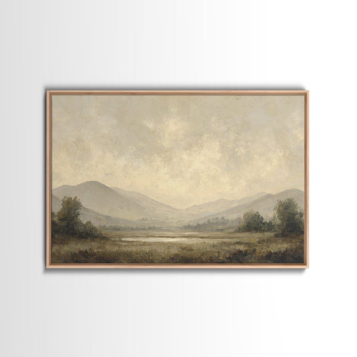 Gentle Rain over Distant Hills Framed Canvas Print, Guest Bedroom Art, Fine Art Print, Bedroom Decor, Oil Painting, Guest, GBA-3x2-100