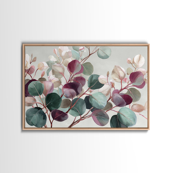 Calming Eucalyptus Watercolor Branches Framed Canvas Print, Guest Bedroom Art, Home, Bedroom Decor, Oil Painting, Guest, GBA-3x2-14