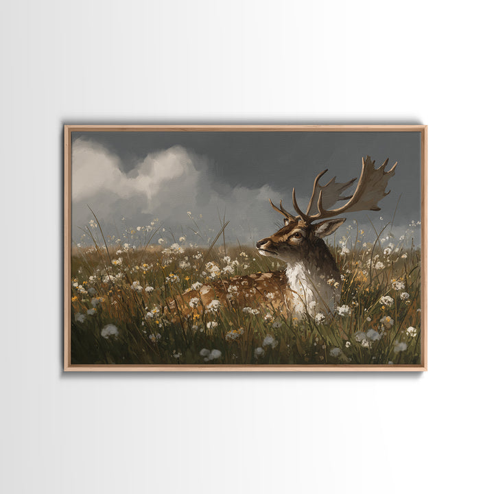 Sunlit Meadow with Delicate Flowers Framed Canvas Print, Guest Bedroom Art, Above Bed Decor, Bedroom Decor, Fine Art, Guest, GBA-3x2-19