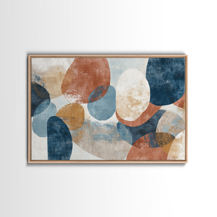 Warm Terracotta Shapes Framed Canvas Print, Guest Bedroom Art, Digital Prints, Bedroom Decor, Abstract Art, Guest, GBA-3x2-2