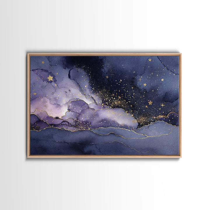 Minimal Moon and Stars Composition Framed Canvas Print, Guest Bedroom Art, Farmhouse Decor, Bedroom Decor, Fine Art, Guest, GBA-3x2-20