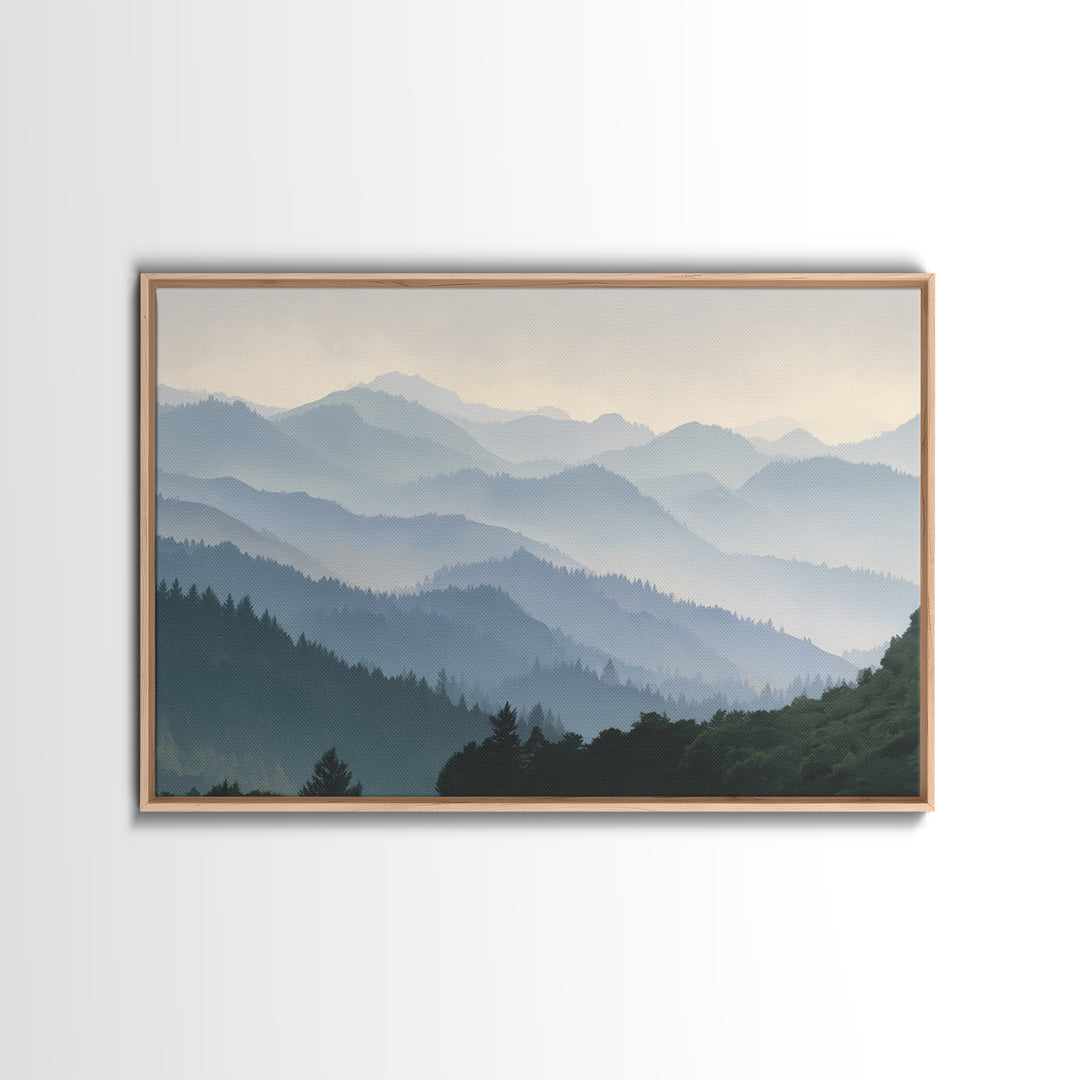 Soft Mountain Horizon Framed Canvas Print, Guest Bedroom Art, Trendy Wall Art, Bedroom Decor, Fine Art, Guest, GBA-3x2-35