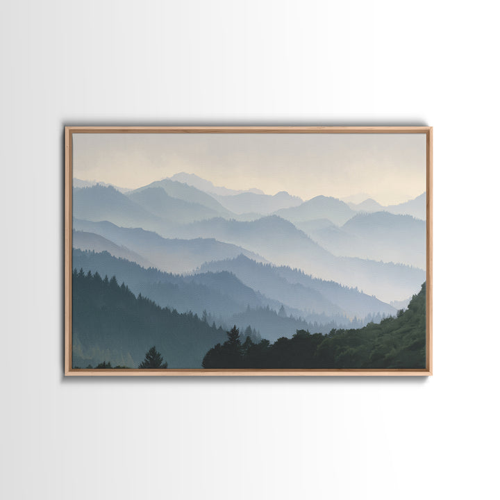 Soft Mountain Horizon Framed Canvas Print, Guest Bedroom Art, Trendy Wall Art, Bedroom Decor, Fine Art, Guest, GBA-3x2-35