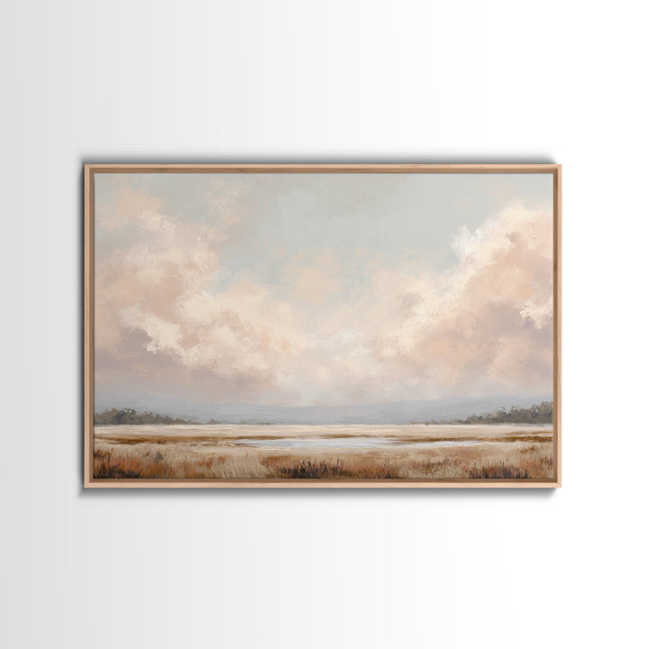 Romantic Cloudscape in Blush and Ivory Framed Canvas Print, Guest Bedroom Art, Neutral Decor, Bedroom Decor, Fine Art, Guest, GBA-3x2-39