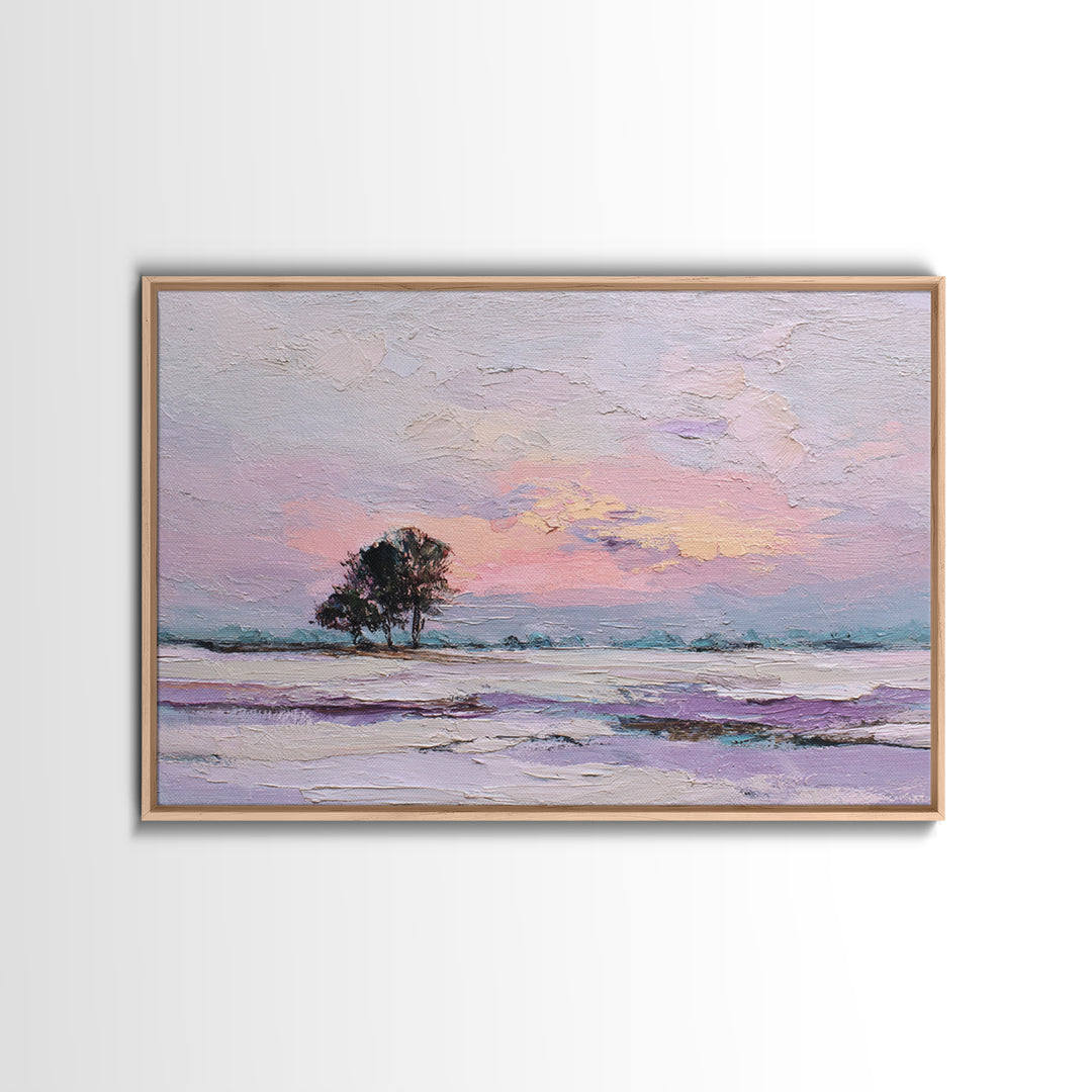 Lavender Field under Pale Sky Framed Canvas Print, Guest Bedroom Art, Room Decor, Bedroom Decor, Oil Painting, Guest, GBA-3x2-47