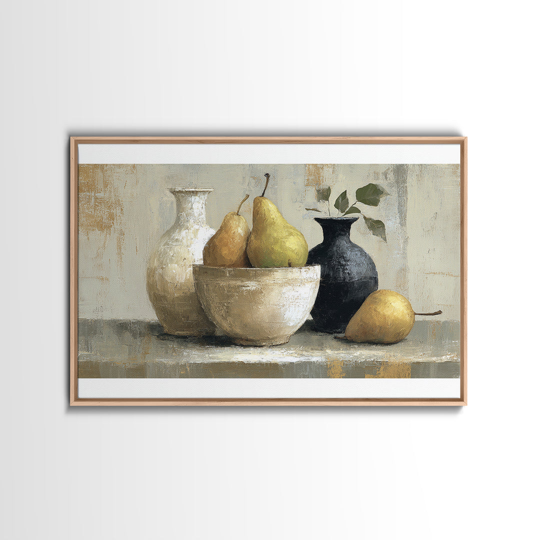 Classic Pear Still Life for Cozy Hospitality Canvas Print, Guest Bedroom Art, Cat Wall Art, Bedroom Decor, Fine Art, Guest, GBA-3x2-48
