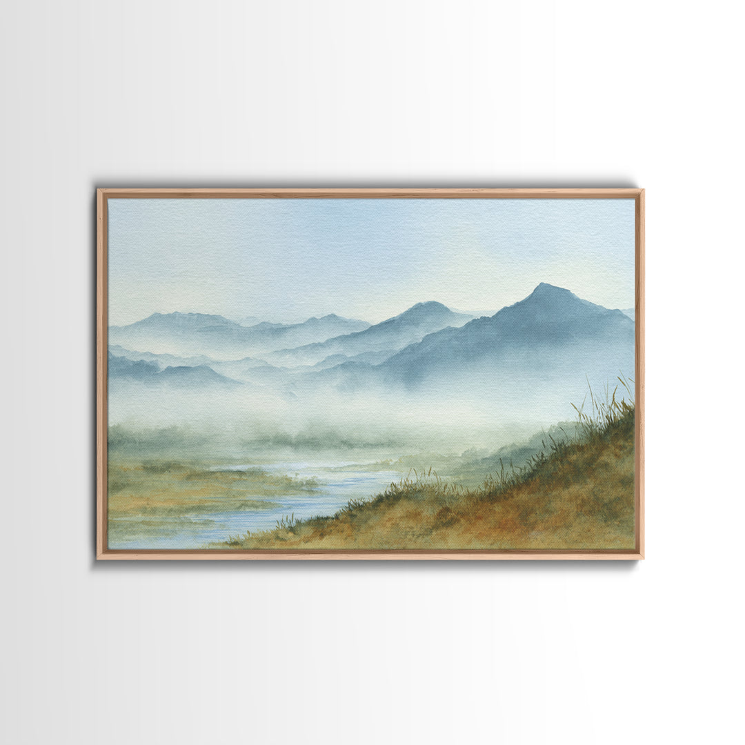 Soft Mountain Horizon Canvas Print, Guest Bedroom Art, Wall Art, Bedroom Decor, Oil Painting, Guest, New Home Gift, GBA-3x2-83