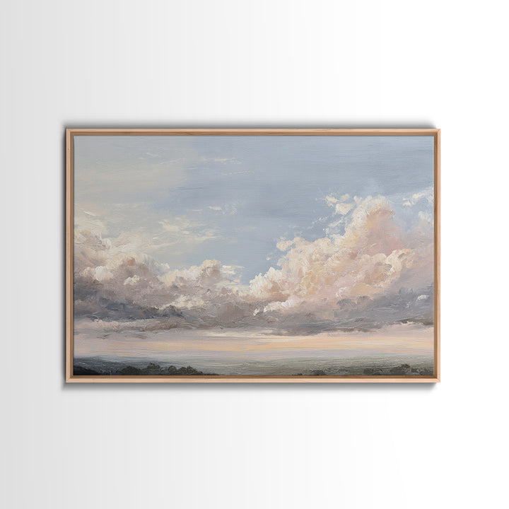 Romantic Cloudscape in Blush and Ivory Framed Canvas Print, Guest Bedroom Art, Fine Art Print, Bedroom Decor, Fine Art, Guest, GBA-3x2-87