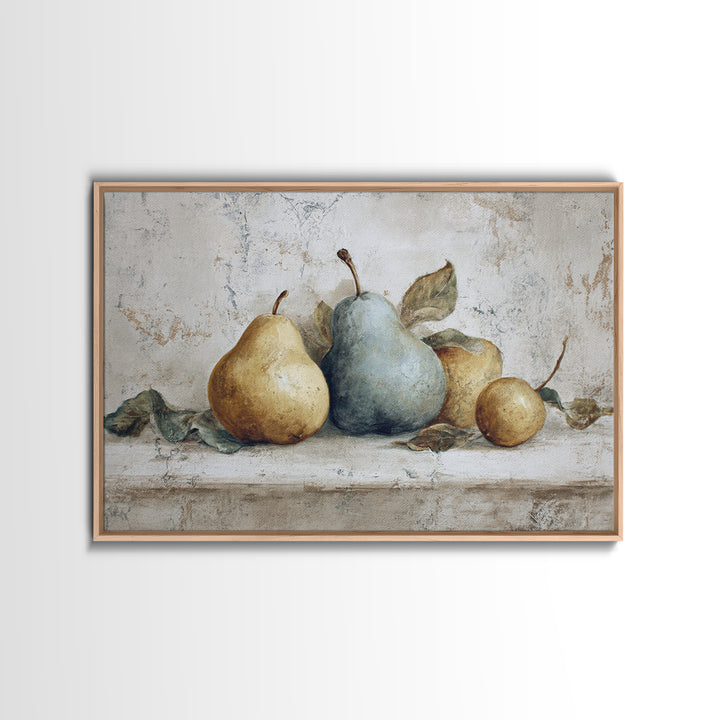 Classic Pear Still Life for Cozy Hospitality Framed Canvas Print, Guest Bedroom Art, Art Print, Bedroom Decor, Fine Art, Guest, GBA-3x2-96