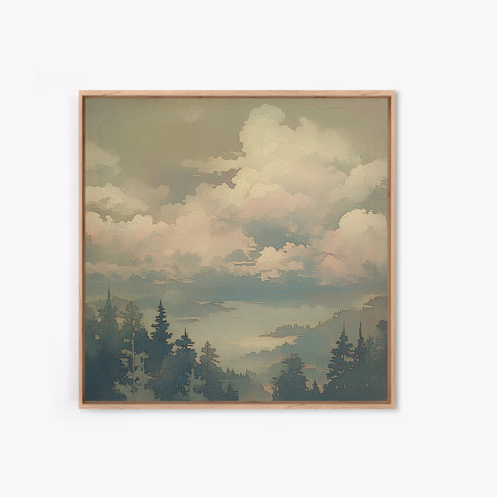 Romantic Cloudscape with Blush and Cream Tones Canvas Print, General Fine Art, Large Wall Art, Living Room Decor, Fine Art, GEN-1x1-18