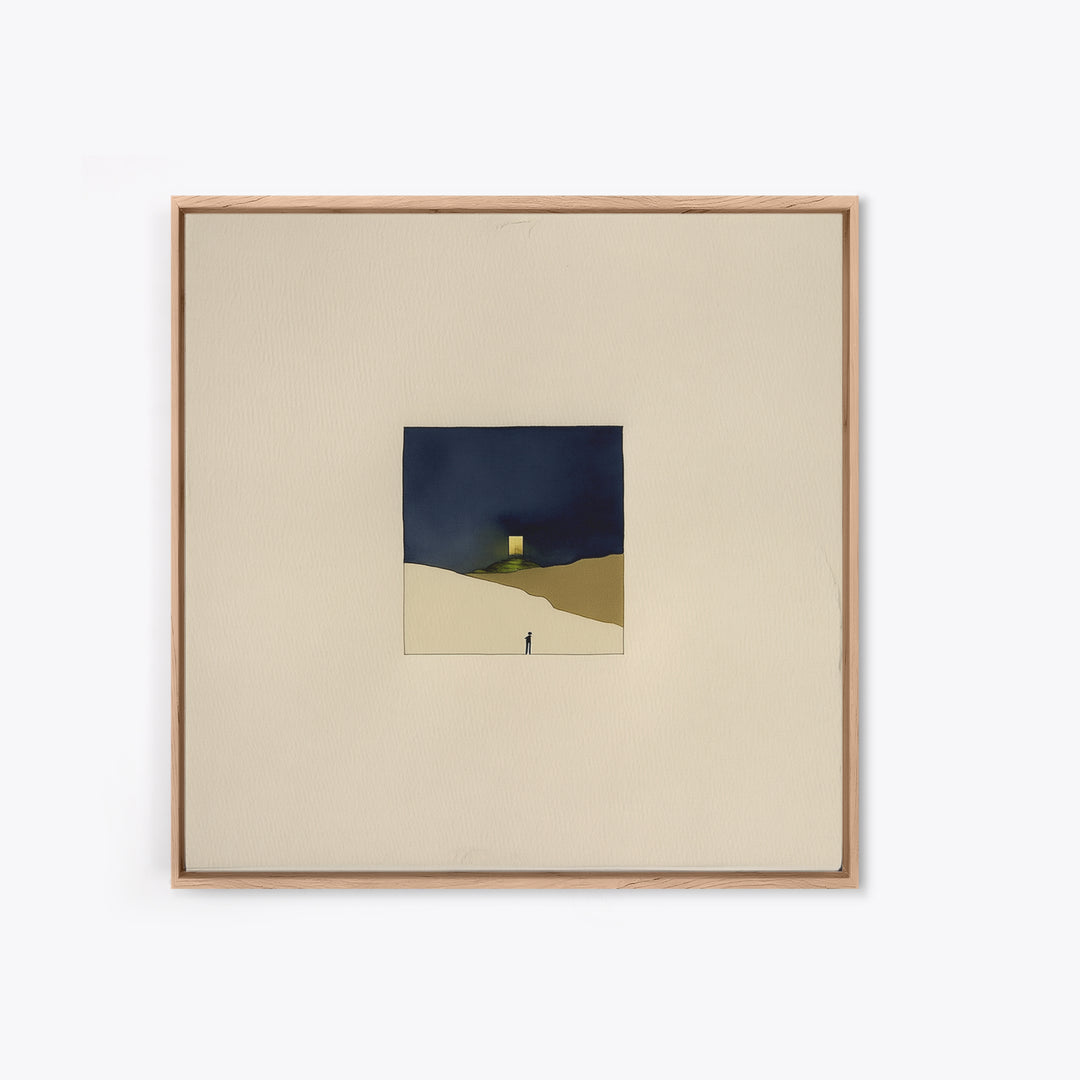 Minimal Black Line Figure on Textured Paper Canvas Print, General Fine Art, Original Painting, Living Room Decor, GEN-1x1-27