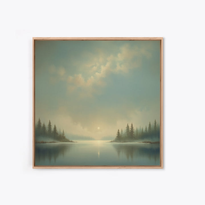 Dreamlike Moonlit Lake Framed Canvas Print, General Fine Art, Boho Decor, Living Room Decor, Fine Art, Wall Decor, GEN-1x1-37
