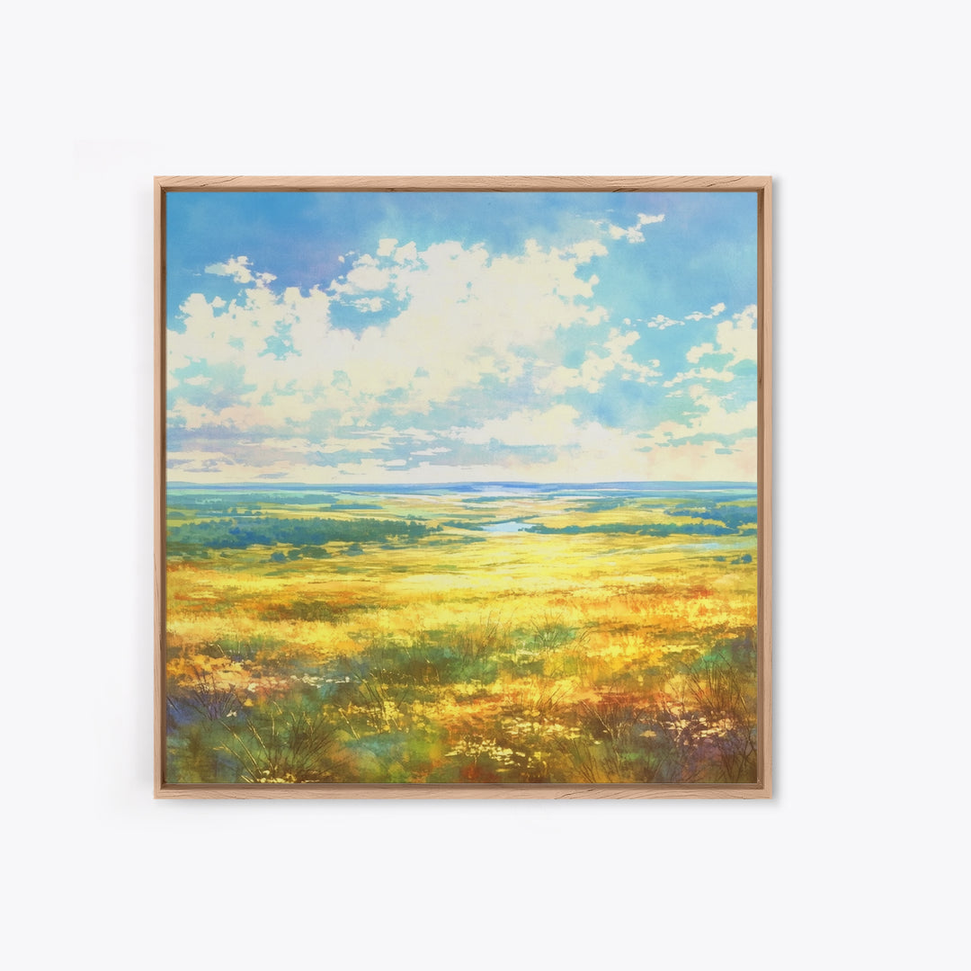 Sunlit Meadow with Loose Impressionist Brushwork Canvas Print, General Fine Art, Gallery Decor, Living Room Decor, GEN-1x1-38