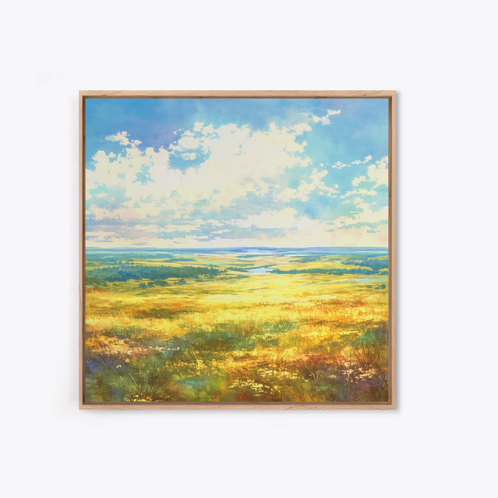 Sunlit Meadow with Loose Impressionist Brushwork Canvas Print, General Fine Art, Gallery Decor, Living Room Decor, GEN-1x1-38