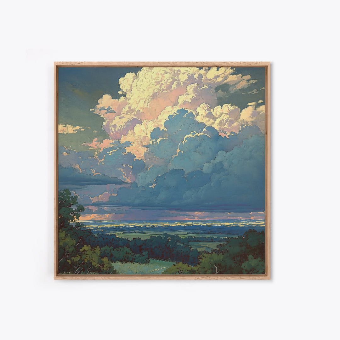 Romantic Cloudscape with Blush and Cream Tones Canvas Print, General Fine Art, Canvas Wall Art, Living Room Decor, GEN-1x1-42