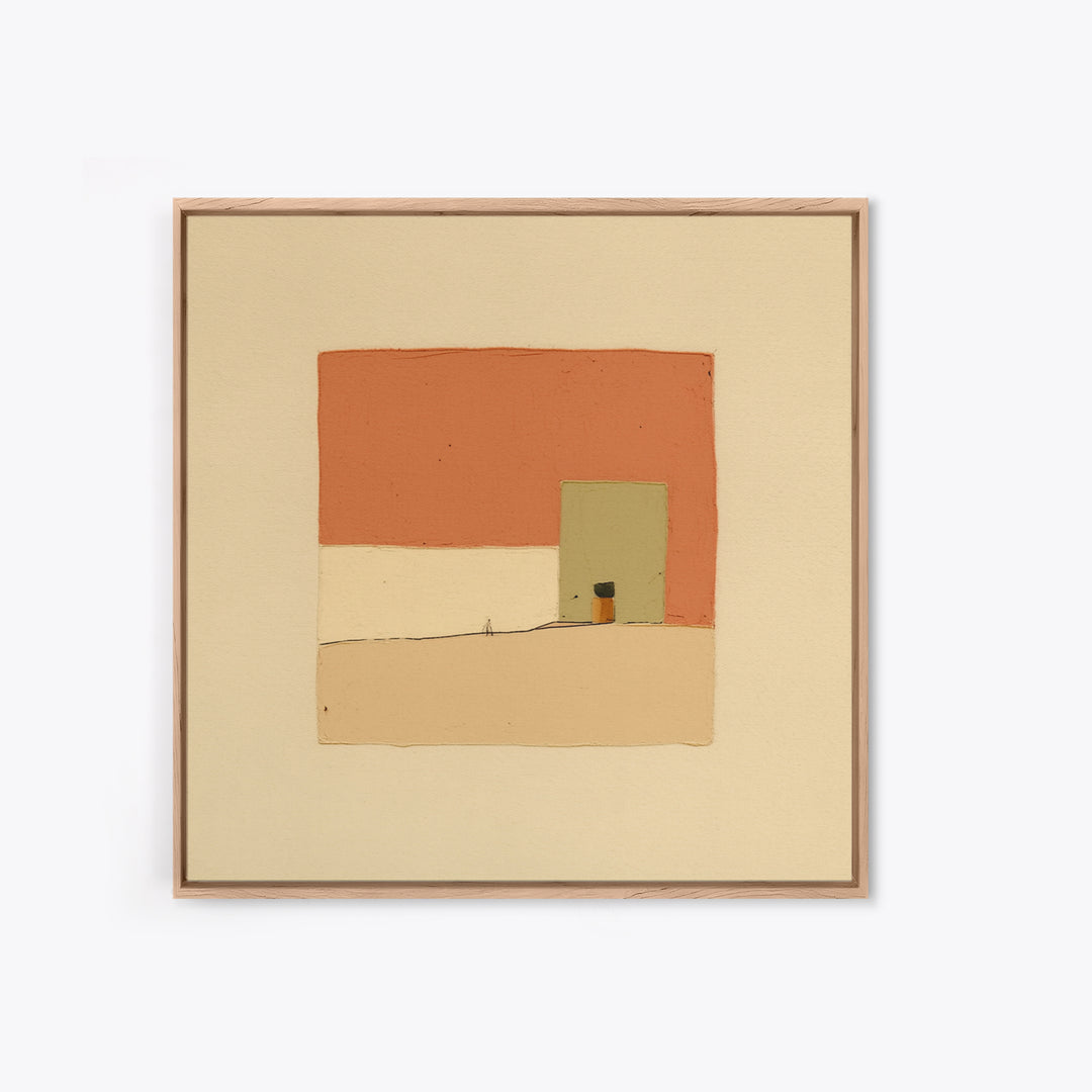 Minimal Black Line Figure on Textured Paper Canvas Print, General Fine Art, Bedroom Decor, Living Room Decor, GEN-1x1-51