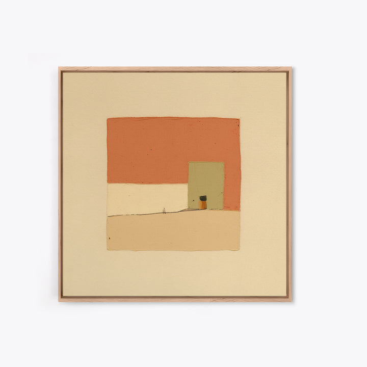 Minimal Black Line Figure on Textured Paper Canvas Print, General Fine Art, Bedroom Decor, Living Room Decor, GEN-1x1-51