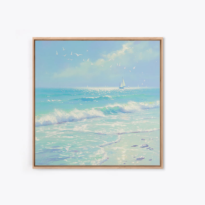 Coastal Water Study Framed Canvas Print, General Fine Art, Textured Painting, Living Room Decor, Fine Art, Art Prints, GEN-1x1-53