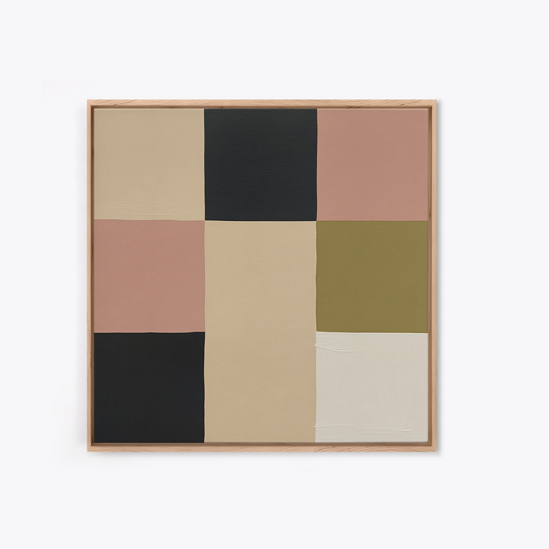 Modern Geometric Composition Framed Canvas Print, General Fine Art, Digital Print, Living Room Decor, Abstract Art, GEN-1x1-58