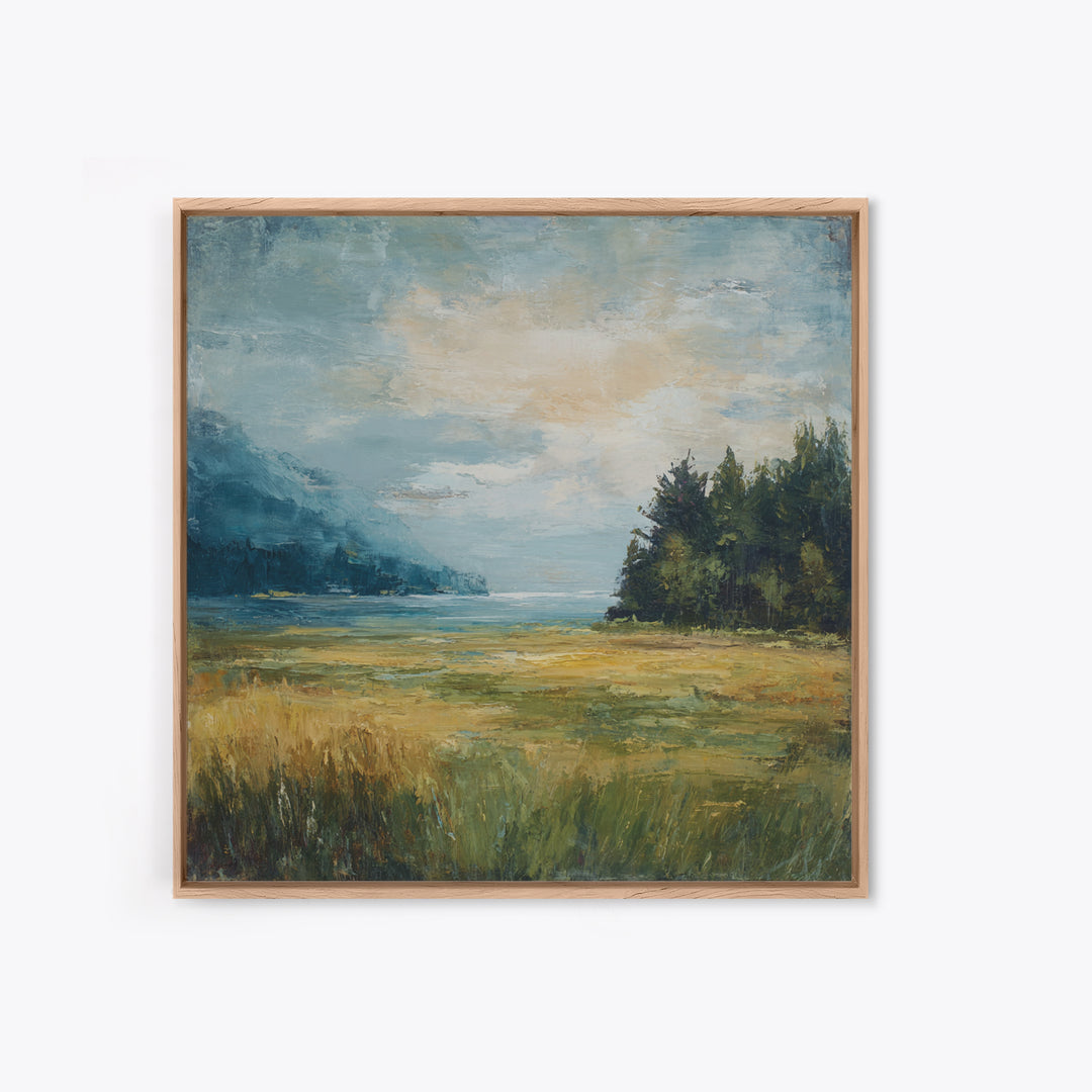 Sunlit Meadow with Loose Impressionist Brushwork Canvas Print, General Fine Art, Gallery Decor, Living Room Decor, GEN-1x1-62
