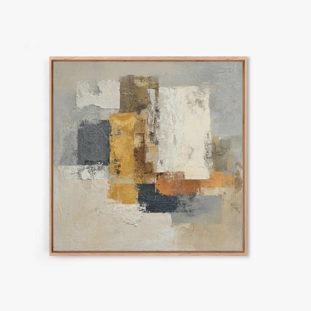Earthy Plaster Texture Abstract Framed Canvas Print, General Fine Art, Neutral Decor, Living Room Decor, Fine Art, GEN-1x1-63
