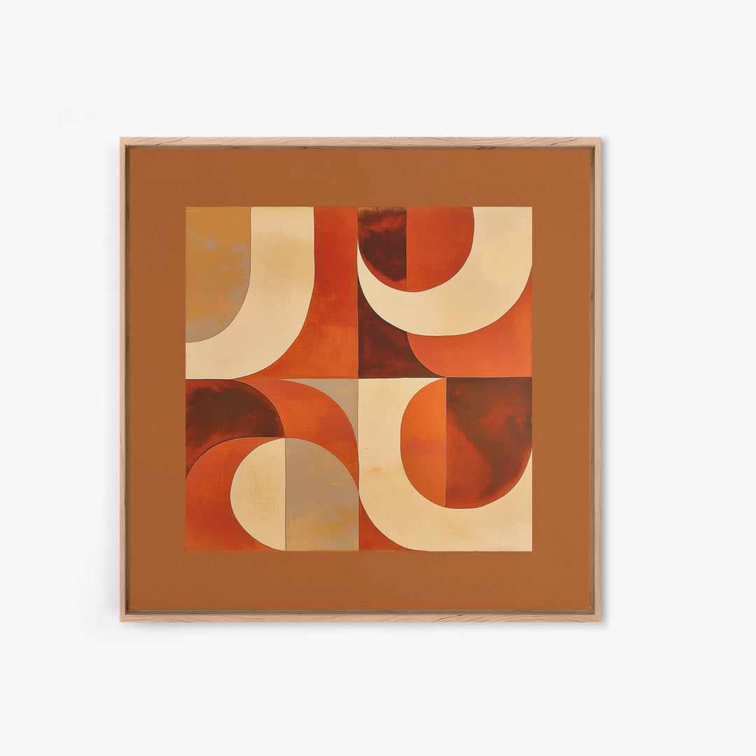 Warm Terracotta Abstract Framed Canvas Print, General Fine Art, Statement Artwork, Living Room Decor, Abstract Art, GEN-1x1-78