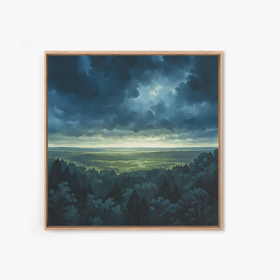 Moody Forest Clearing Framed Canvas Print, General Fine Art, Digital Prints, Living Room Decor, Oil Painting, GEN-1x1-8