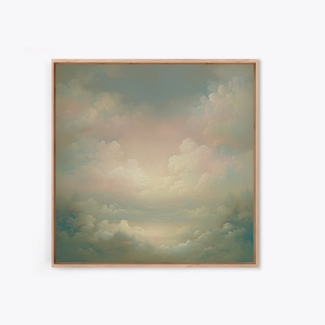 Romantic Cloudscape with Blush and Cream Tones Canvas Print, General Fine Art, Neutral Decor, Living Room Decor, Fine Art, GEN-1x1-90