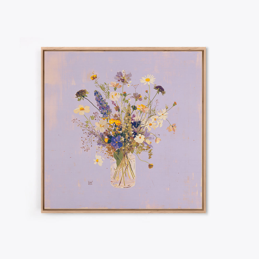 Classic Oil Painted Vase of Wildflowers Canvas Print, General Fine Art, Fine Art Print, Living Room Decor, Watercolor Art, GEN-1x1-95
