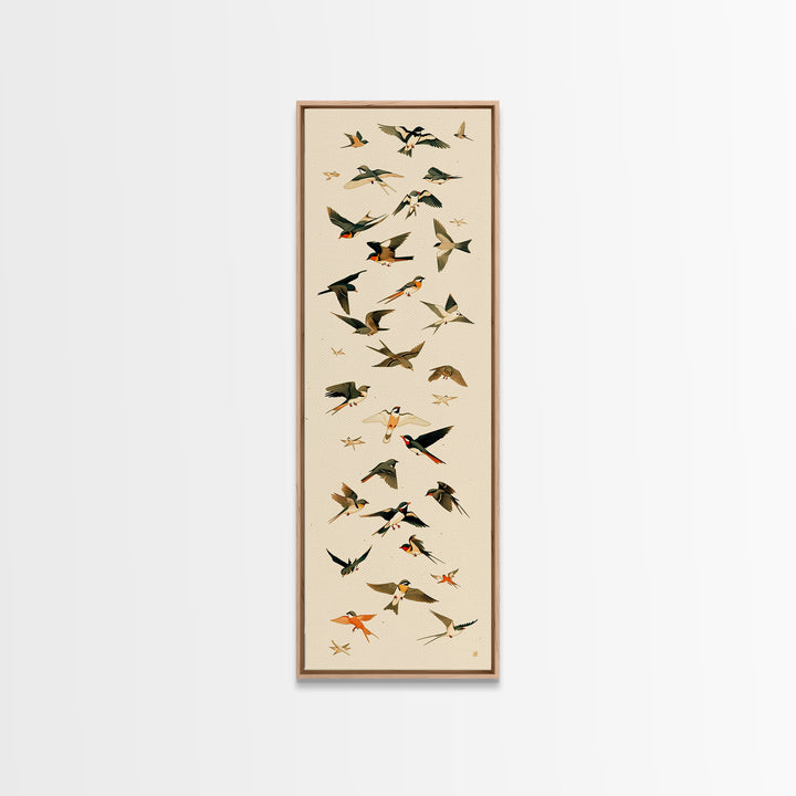 Minimal Birds in Flight over an Open Canvas Print, General Fine Art, Art Nouveau, Living Room Decor, Fine Art, GEN-1x3-10