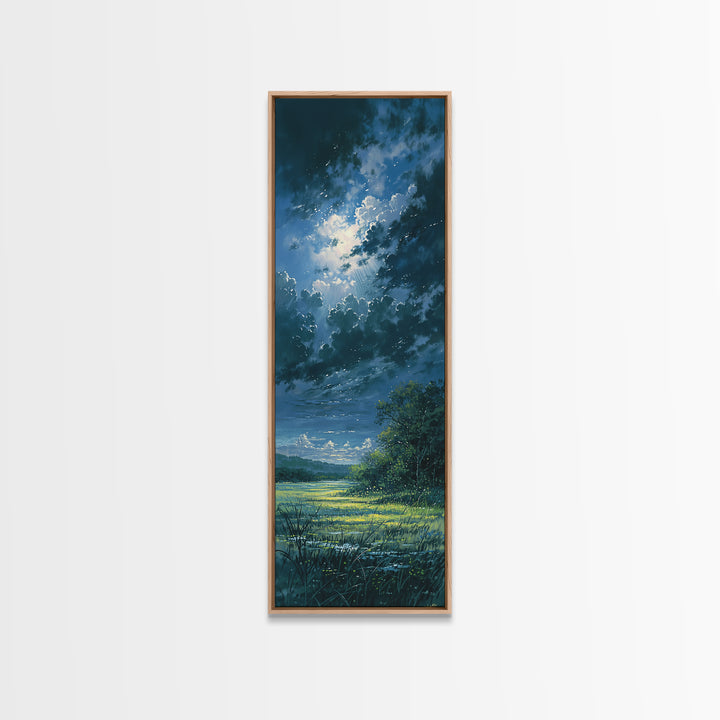 Sunlit Meadow with Loose Impressionist Brushwork Canvas Print, General Fine Art, Canvas Art, Living Room Decor, Fine Art, GEN-1x3-2