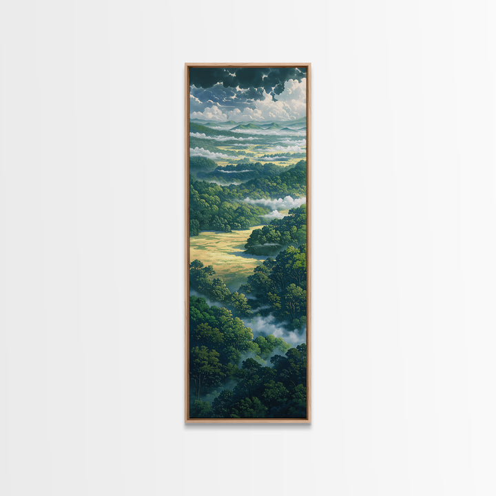 Moody Forest Clearing Framed Canvas Print, General Fine Art, Poster, Living Room Decor, Fine Art, Wall Art Prints, GEN-1x3-20