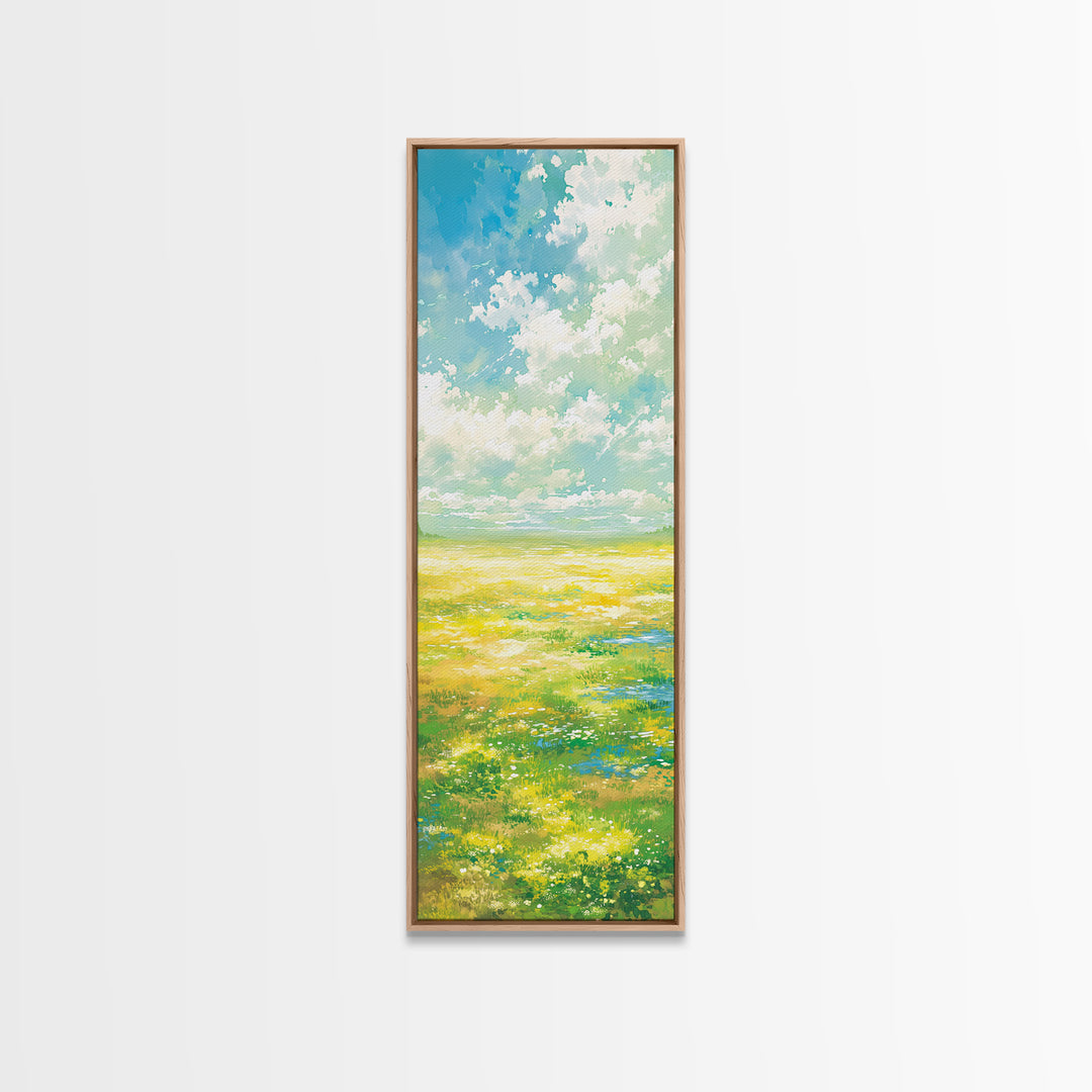 Sunlit Meadow with Loose Impressionist Brushwork Canvas Print, General Fine Art, Canvas Art, Living Room Decor, Fine Art, GEN-1x3-26