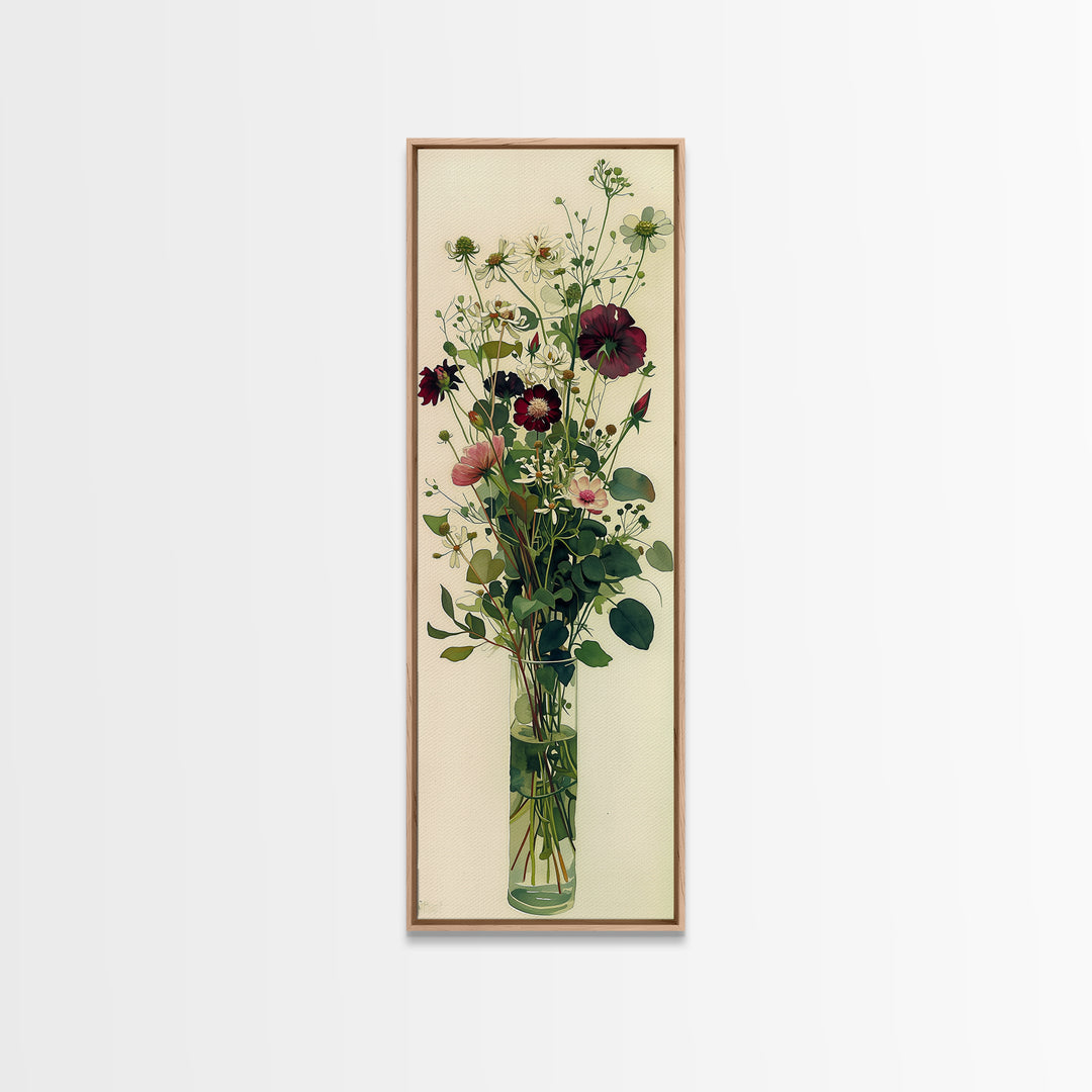 Classic Oil Painted Vase of Wildflowers Canvas Print, General Fine Art, Art Print, Living Room Decor, Fine Art, GEN-1x3-35