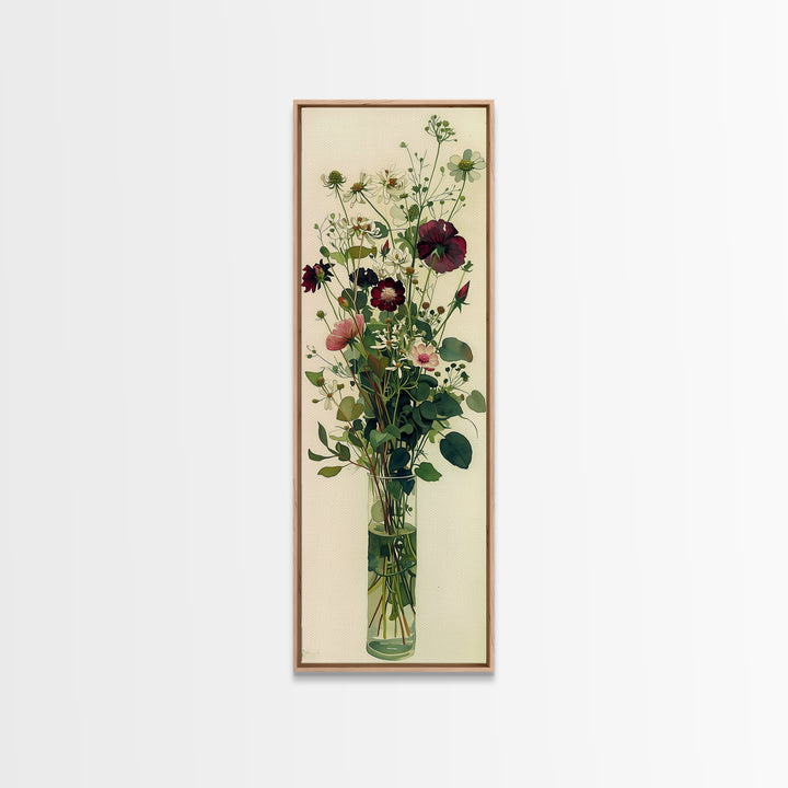Classic Oil Painted Vase of Wildflowers Canvas Print, General Fine Art, Art Print, Living Room Decor, Fine Art, GEN-1x3-35