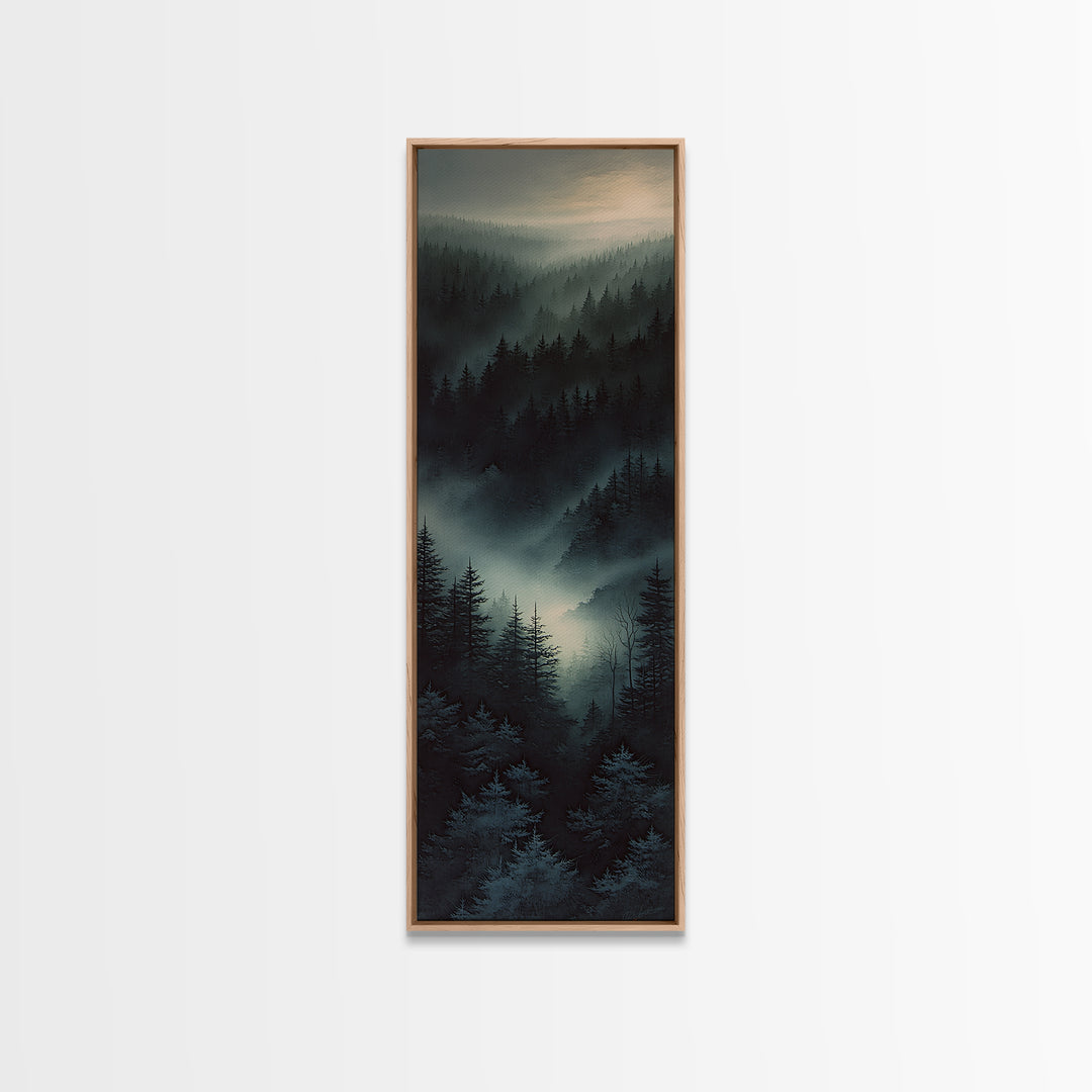 Moody Forest Clearing Canvas Print, General Fine Art, Digital Prints, Living Room Decor, Oil Painting, Large Wall Art, GEN-1x3-44