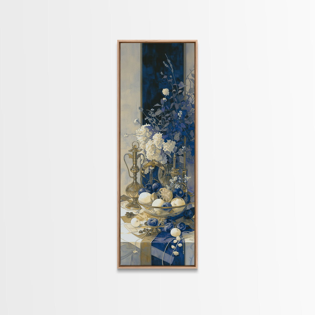Simple Still Life of Fruit and Linen Framed Canvas Print, General Fine Art, Art Prints, Living Room Decor, Abstract Art, GEN-1x3-52