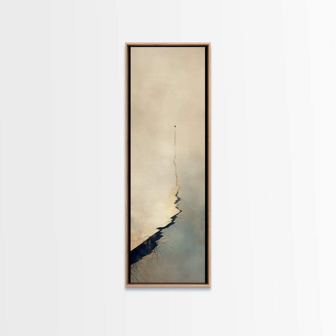 Minimal Black Line Figure on Textured Paper Canvas Print, General Fine Art, Bedroom Decor, Living Room Decor, Oil Painting, GEN-1x3-63