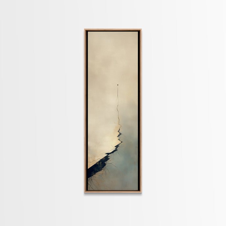 Minimal Black Line Figure on Textured Paper Canvas Print, General Fine Art, Bedroom Decor, Living Room Decor, Oil Painting, GEN-1x3-63