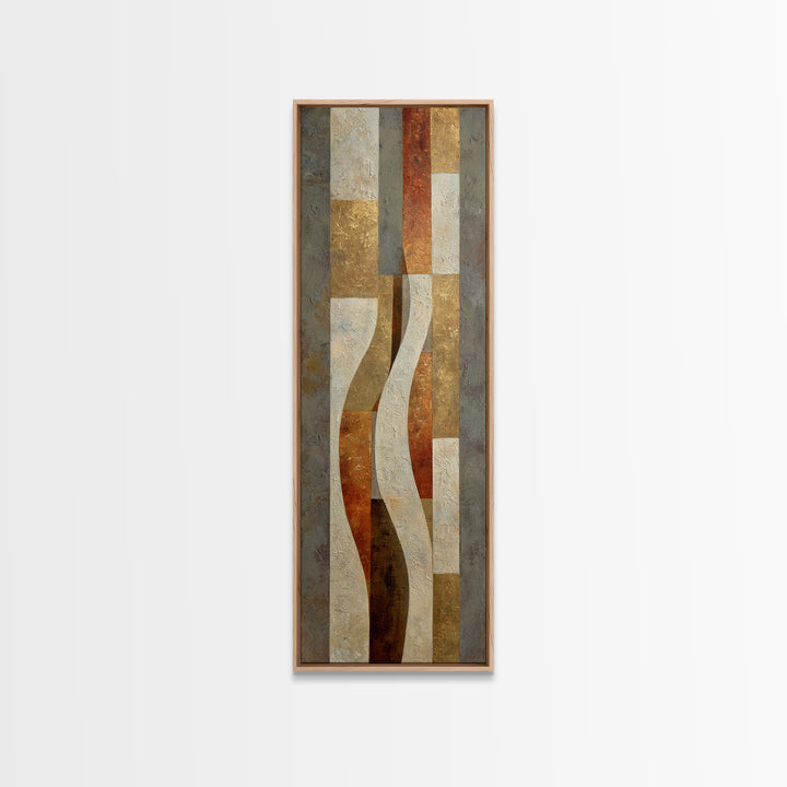 Earthy Plaster Texture Abstract Framed Canvas Print, General Fine Art, Neutral Decor, Living Room Decor, Fine Art, GEN-1x3-75