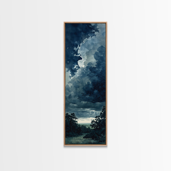 Elegant Ink Wash Landscape Framed Canvas Print, General Fine Art, Contemporary Art, Living Room Decor, Fine Art, GEN-1x3-8