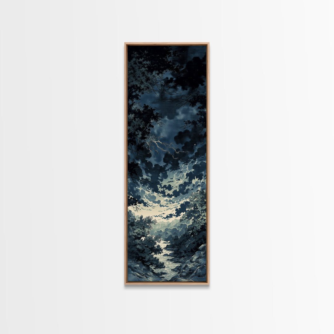 Elegant Ink Wash Landscape Framed Canvas Print, General Fine Art, Wall Hanging, Living Room Decor, Oil Painting, GEN-1x3-80