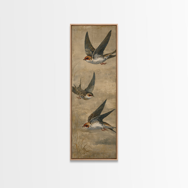 Minimal Birds in Flight over an Open Canvas Print, General Fine Art, Boho Decor, Living Room Decor, Oil Painting, GEN-1x3-82