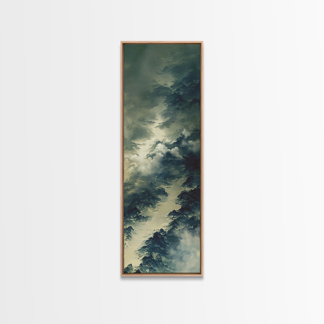 Quiet Abstract River Shape Framed Canvas Print, General Fine Art, Original Painting, Living Room Decor, Fine Art, GEN-1x3-84