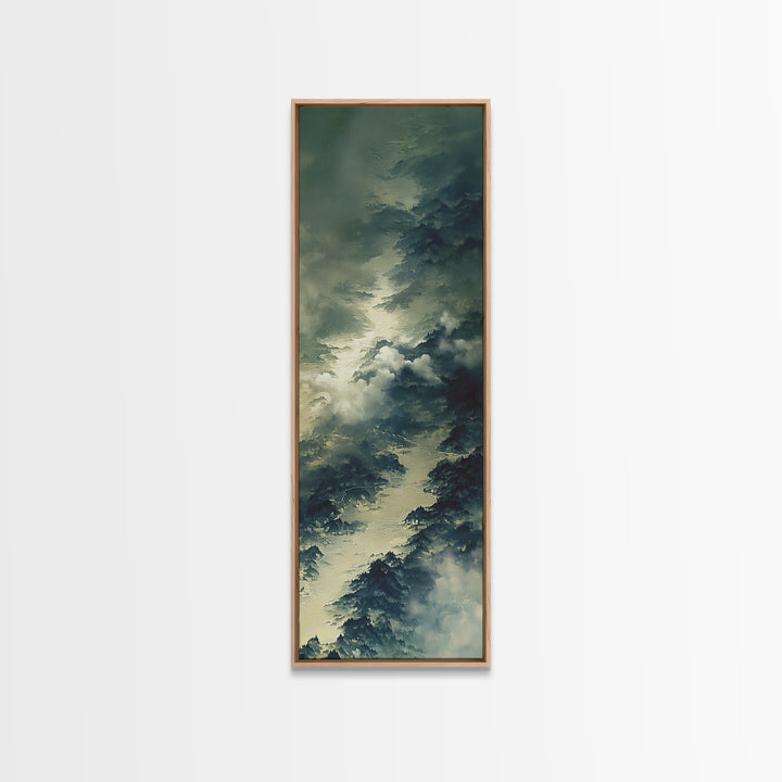 Quiet Abstract River Shape Framed Canvas Print, General Fine Art, Original Painting, Living Room Decor, Fine Art, GEN-1x3-84