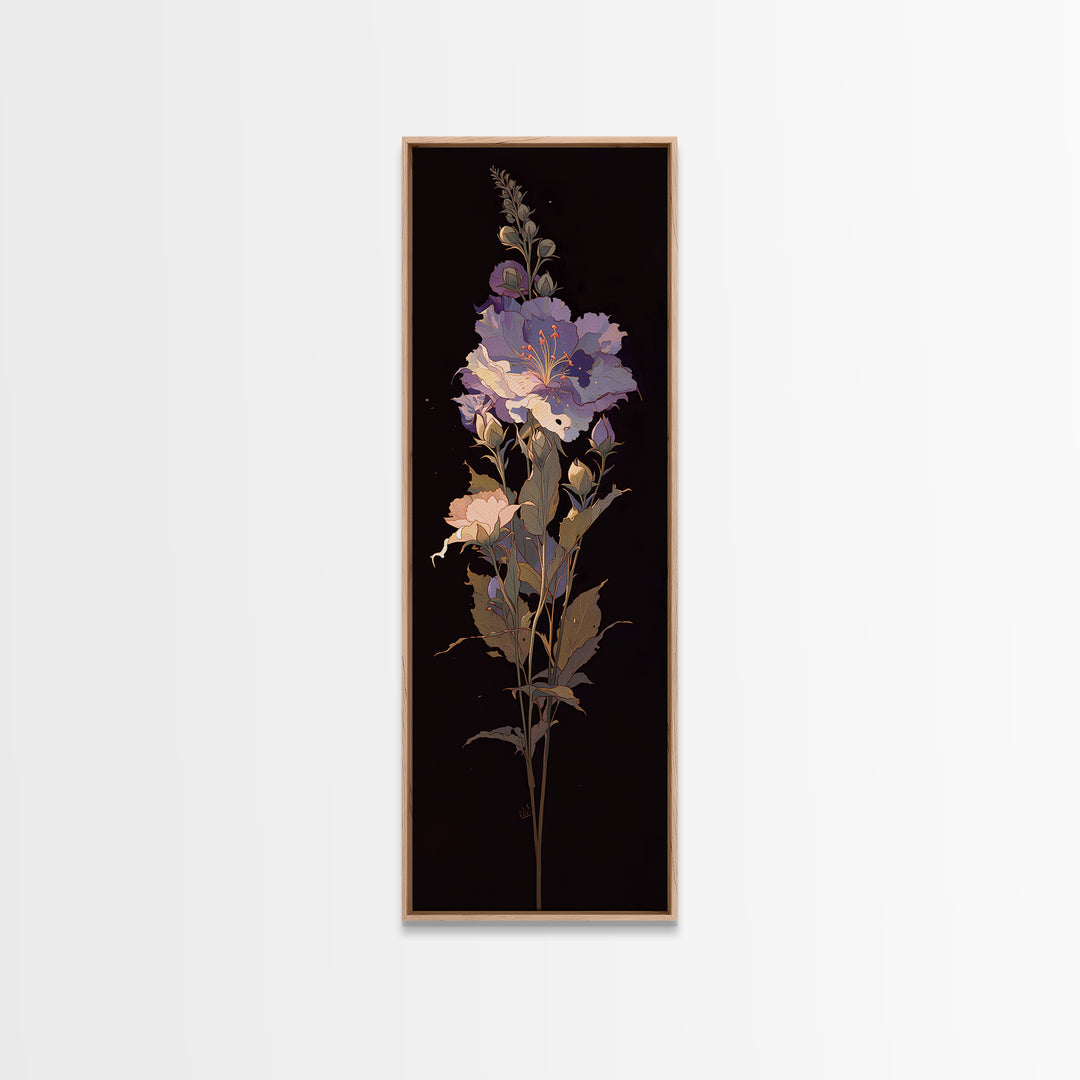 Single Sculptural Flower on a Dark Ground Canvas Print, General Fine Art, Painting, Living Room Decor, Fine Art, GEN-1x3-93